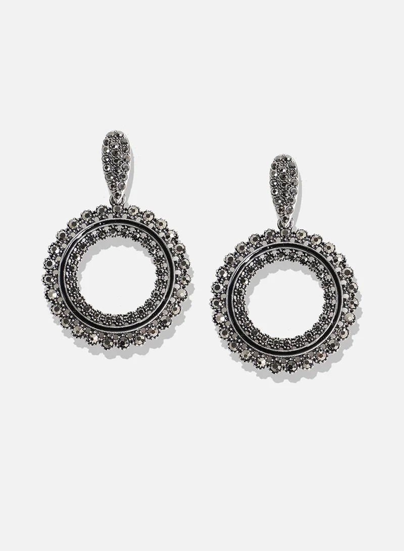 SOHI Intricate Circular Halo Artificial Drop Earring Jewellery