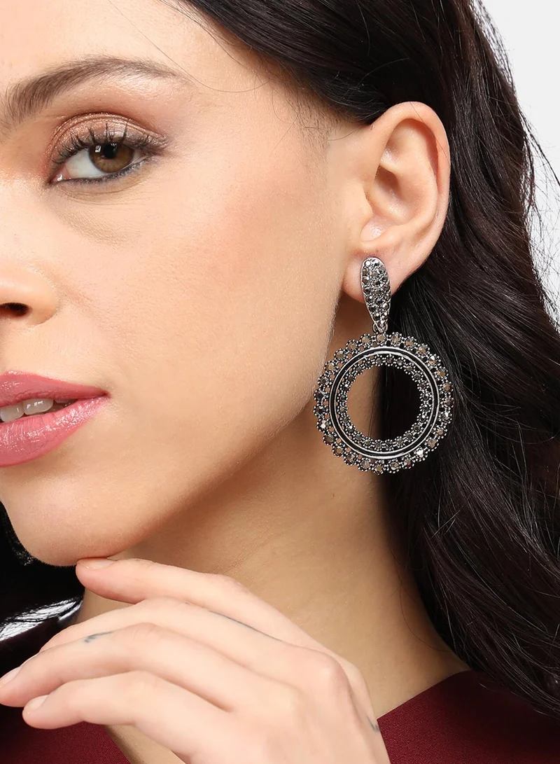 SOHI Intricate Circular Halo Artificial Drop Earring Jewellery