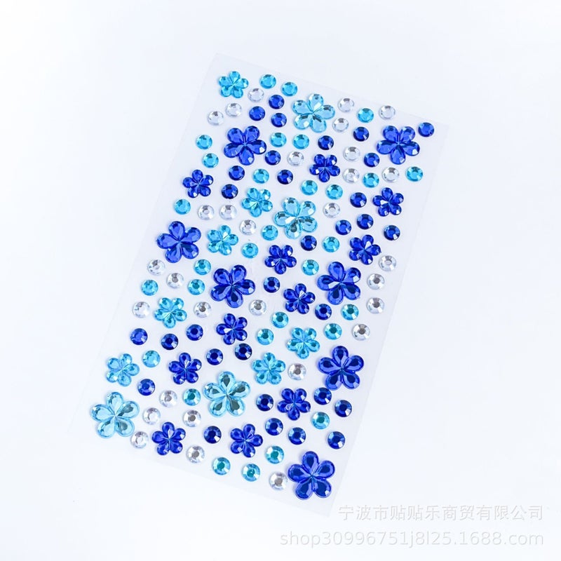 Generic Pearl Diamond Stickers for Kids Face Decoration Blue flower diamond sticker (gypsophila style) 
