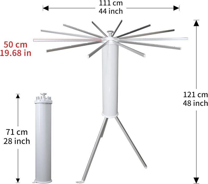 RFOUO Clothes Drying Rack Tripod,Laundry Hanger Dryer Rack,Portable Foldable Drying Rack-Drying Rack Clothing Laundry Bedroom Household Aluminum-12rods - Image 2