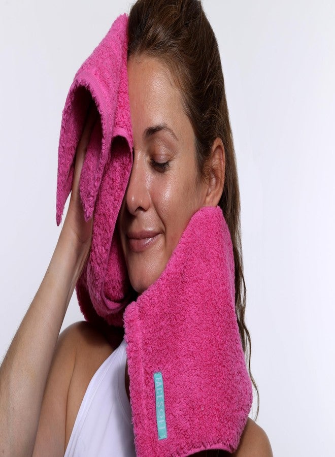FACESOFT (Pink) - Towel Company - Active Towels (25cm x 100cm) - Post Yoga or Exercise Towel - Pure 100% Cotton - Hypoallergenic - Anti-Bacterial - No Synthetic or Plastic Microfibers - Image 3