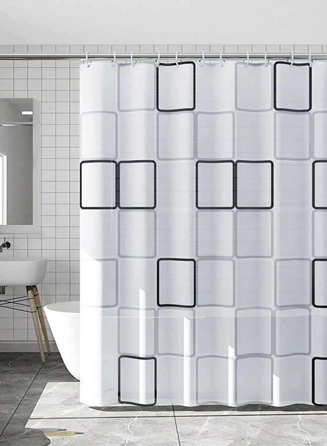 Long Shower Curtain Liner, PEVA Thick Plastic Shower Curtain with Rust-Proof Metal Grommets, Waterproof Shower Liner for Bathroom, Large Square Pattern, 180X200cm - Image 1