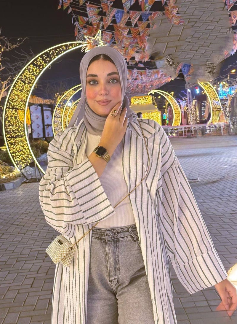 بيوريتوبيا كارديجان أبيض مخطط باللون الأخضر  - Image 2