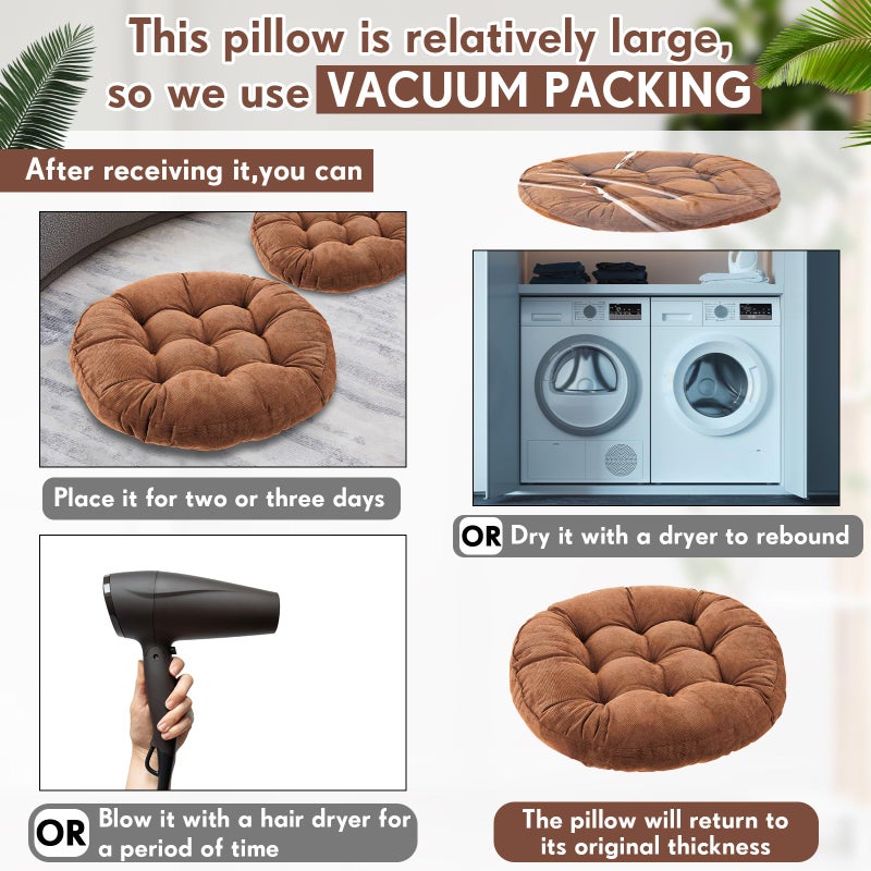Jerify 6 Pcs Floor Pillow Cushions 22 x 22 Inch Round Square Large Meditation Floor Pillow for Classroom Adult Meditation Picnic Party Seating Learning Daycare School (Round,Brown) - Image 4