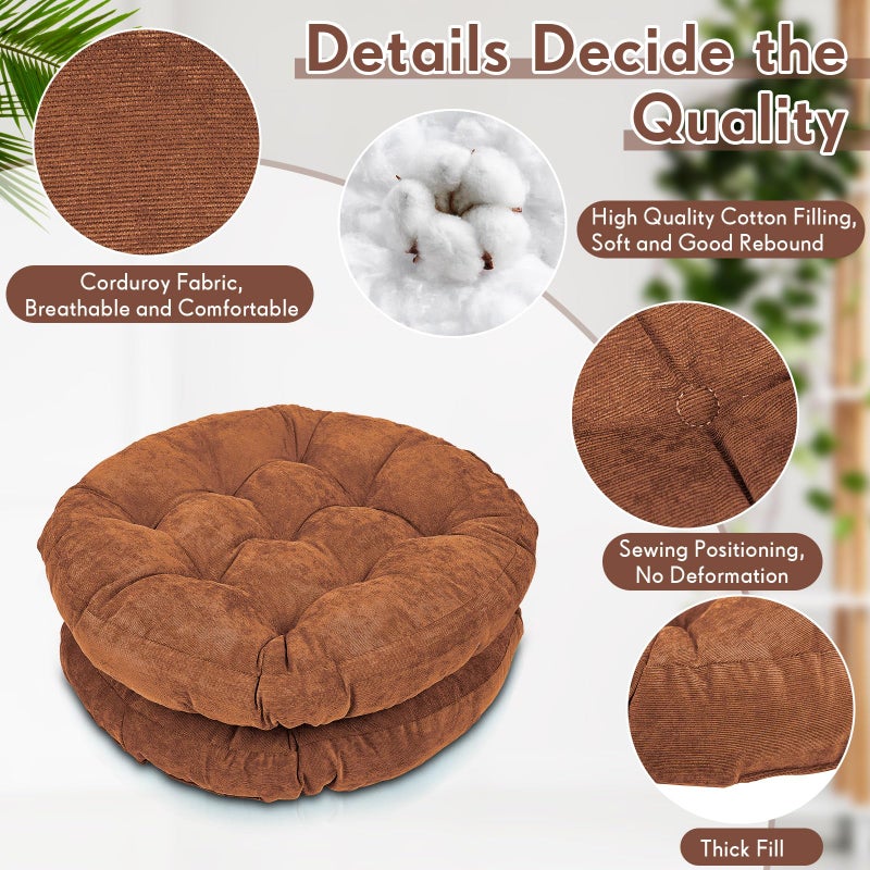 Jerify 6 Pcs Floor Pillow Cushions 22 x 22 Inch Round Square Large Meditation Floor Pillow for Classroom Adult Meditation Picnic Party Seating Learning Daycare School (Round,Brown) - Image 3