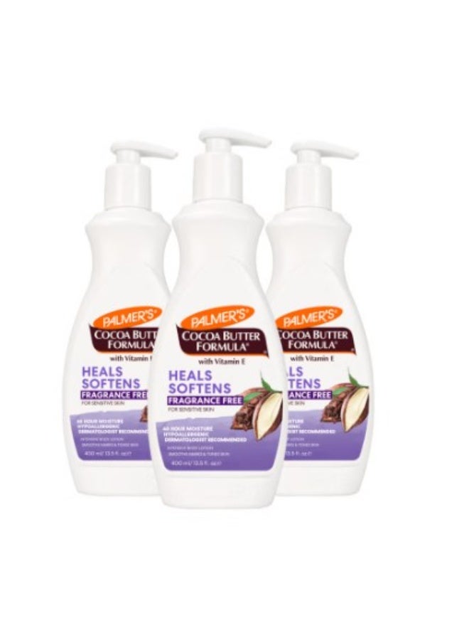 بالمرز لوشن الجسم اليومي بزبدة الكاكاو من بالميرز – خالي من العطور، 13.5 أونصة × 3 عبوات - Image 1