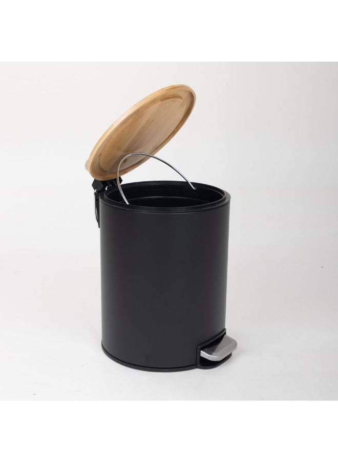 Zinnia 5L Black Bamboo Trash Bin with Soft Close and Anti-Slip Base - Image 2