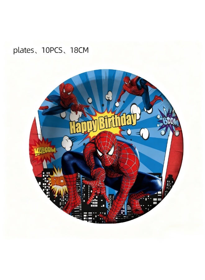 JAYATO 72 pc Red Spider-Man Theme Birthday Paper Plates, Cups, Napkins, Cutlery Set of Knives, Forks and Spoons Party Decoration Tableware Accessories Set - Image 2