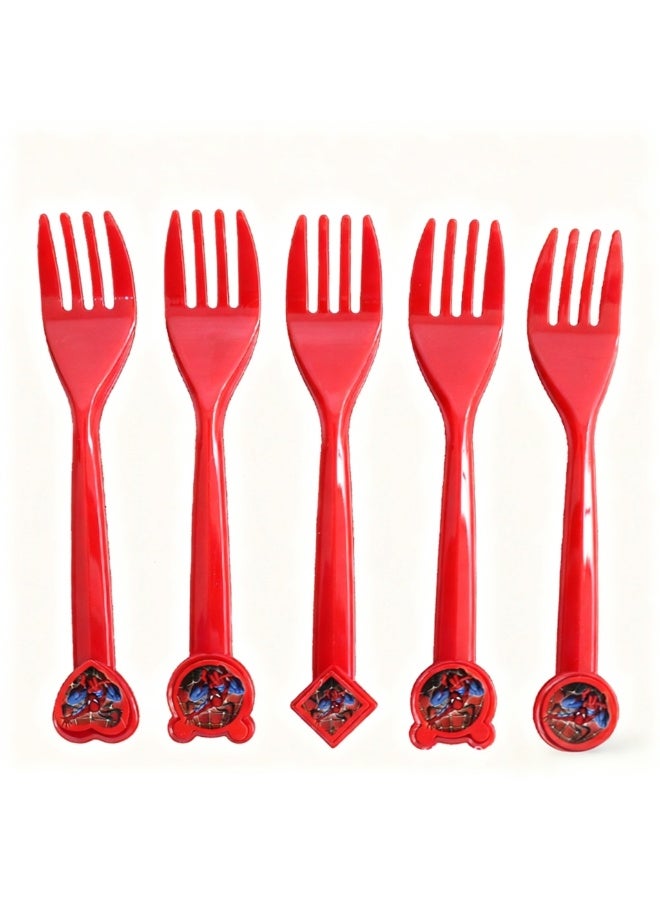 JAYATO 72 pc Red Spider-Man Theme Birthday Paper Plates, Cups, Napkins, Cutlery Set of Knives, Forks and Spoons Party Decoration Tableware Accessories Set - Image 3