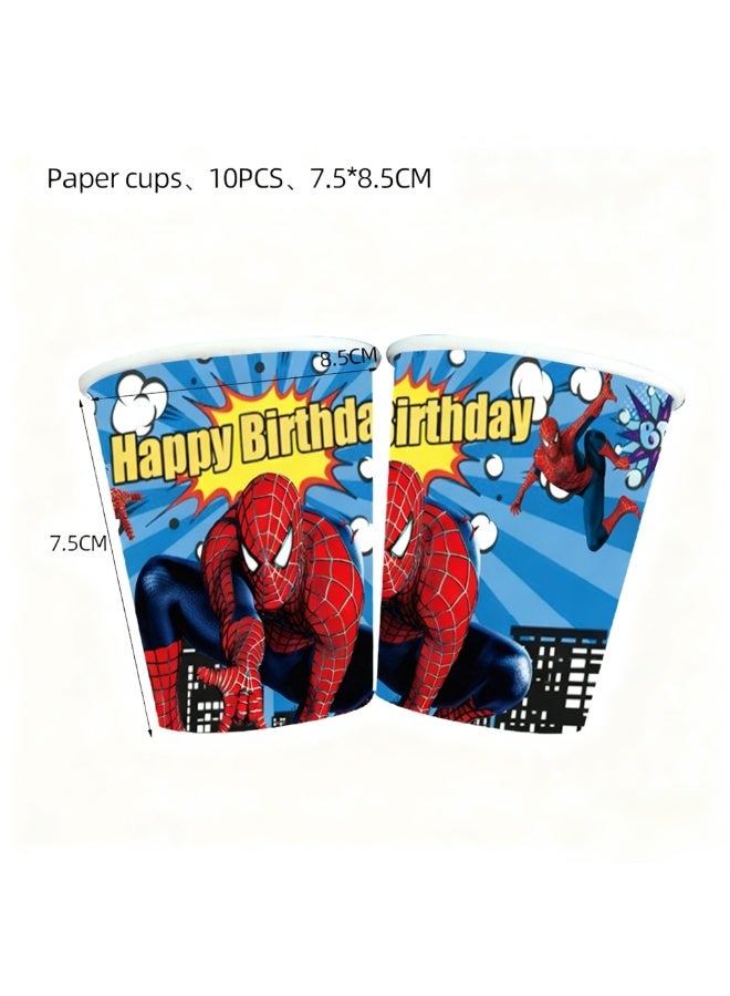 JAYATO 72 pc Red Spider-Man Theme Birthday Paper Plates, Cups, Napkins, Cutlery Set of Knives, Forks and Spoons Party Decoration Tableware Accessories Set - Image 4