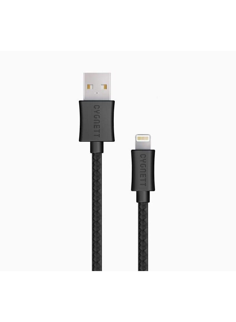 Cygnett Lightning Charge and Sync Cable - 2M Braided - Black