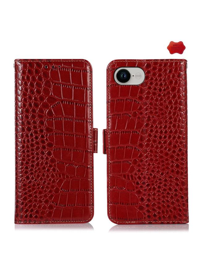 S-TOP Case For iPhone 16e Crocodile Top Layer Cowhide Leather Phone Case - Image 1
