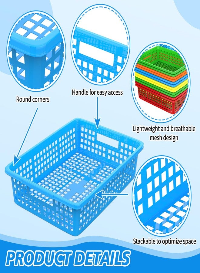 BeapTcely 10 Pcs Classroom Storage Baskets, 13.5''x10'' Letter Size A4 Paper Trays Plastic Colorful Turn in Trays Classroom Storage Bins for School Office Teacher Supplies (10) - Image 4