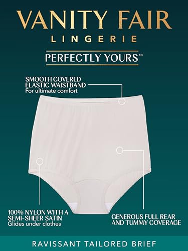 Vanity Fair Women's Perfectly Yours Ravissant Tailored Nylon Brief #15712, Midnight Black, 7 - Image 2
