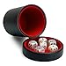Luck Lab Black Leather Dice Cup with Lid Including 6 Matching Pearl Dice Red Velvet Interior for Quiet Shaking Use for Liars Dice Farkle Yahtzee Board Games - Image 2