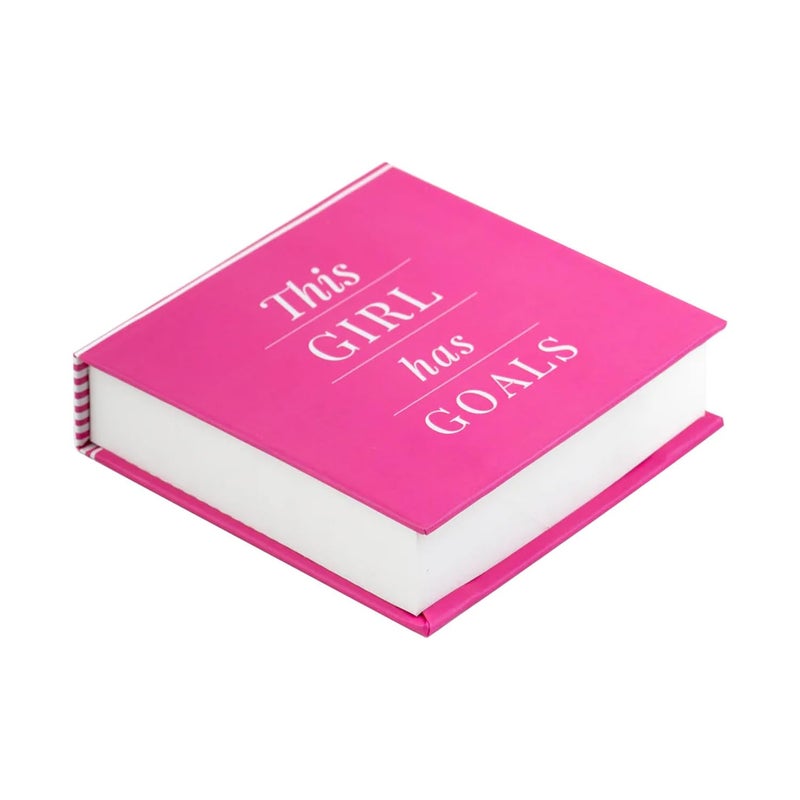 CHAARPAI Jotter Notepad For Daily Notes & Ideas | Stylish "This Girl Has Goals" Memo Pad for Journal | Writing Pad Diary for Students, Notes, Lists, Small NoteBook With 200 Blank Pages Size-4X4 Inch(Pink) - Image 1