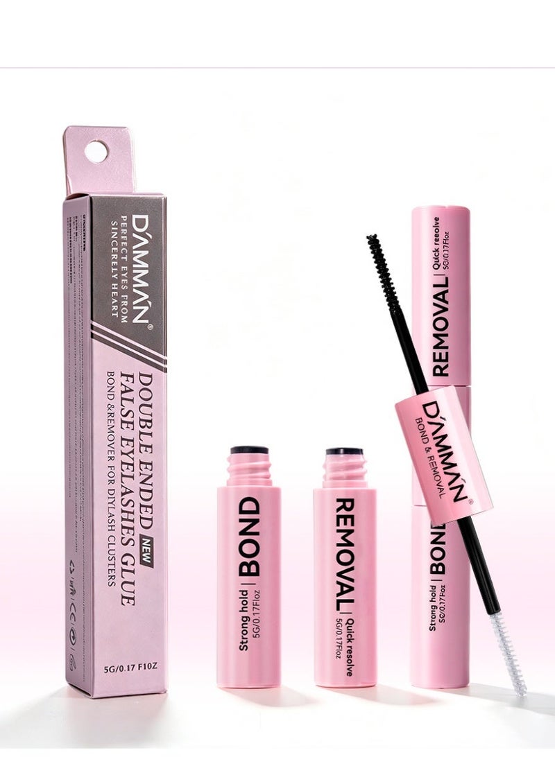 D'AMMA'N DAMMAN 2-in-1 Lash Bond and Remover, Black Cluster Lash Glue & Clear Remover Dual Ended, 48H Waterproof, 30s Quick Dissolve, 10g - Image 1