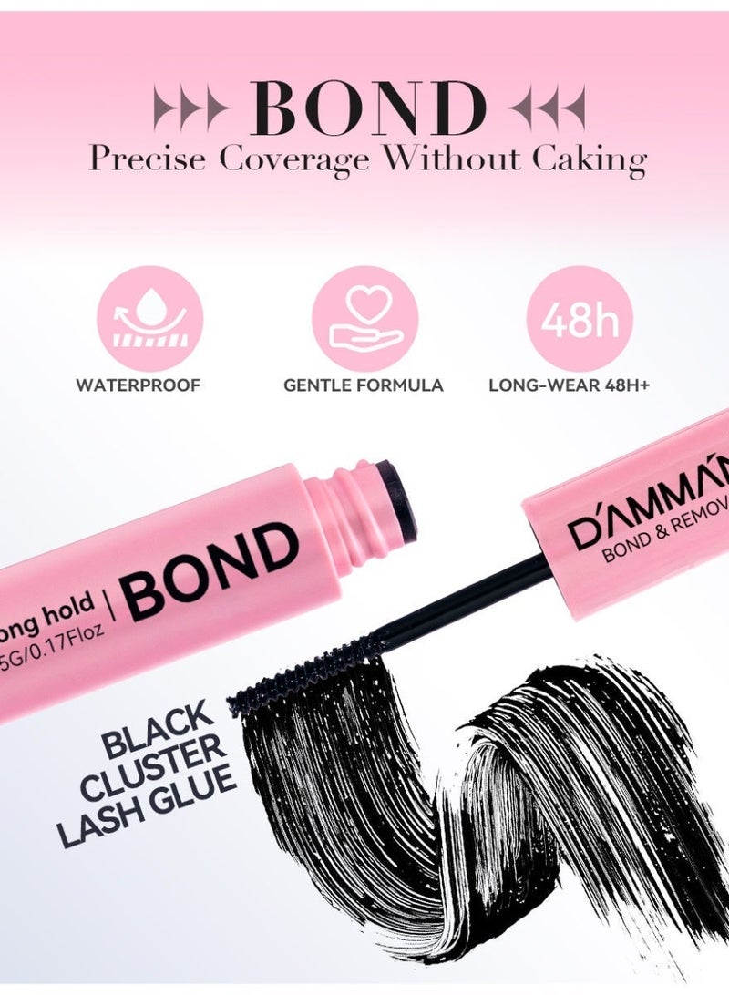 D'AMMA'N DAMMAN 2-in-1 Lash Bond and Remover, Black Cluster Lash Glue & Clear Remover Dual Ended, 48H Waterproof, 30s Quick Dissolve, 10g - Image 3
