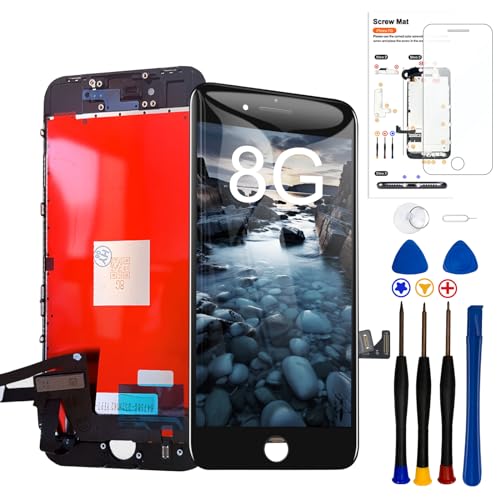 LMQ for iPhone 8 /SE 2020 2nd Generation Screen Replacement 4.7inch Frame Assembly Display 3D Touch Screen LCD Digitizer with Repair Tools Kit + Screen Protector for A1863, A1905, A1906 (Black) - Image 1