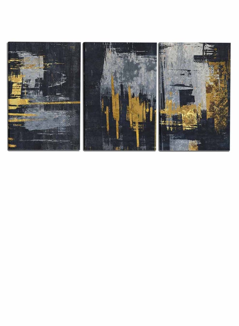 لوحة طقم من ٣ لوحات كانفاس على إطار خشبي، تصميم رسم يدوي عصري، للمنزل، غرفة المعيشة، المكتب، الديكور - Image 4