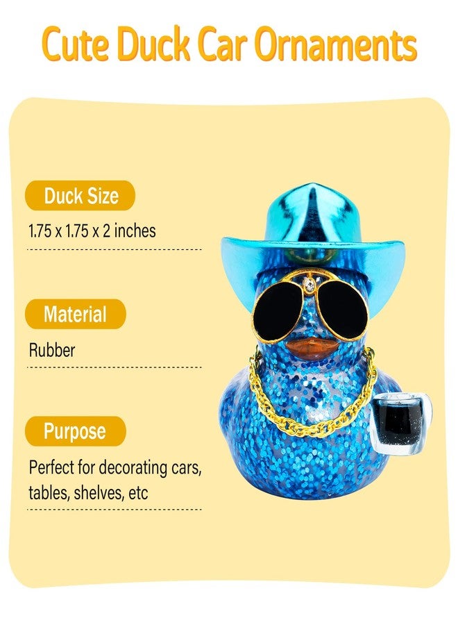 ونوو بطة مطاطية لمحبي القهوة من وونو، زينة لوحة القيادة للسيارة، بطة أمريكانو مثلجة، بطة إسبريسو صغيرة لامعة مزينة بالترتر، أزرق داكن - Image 2