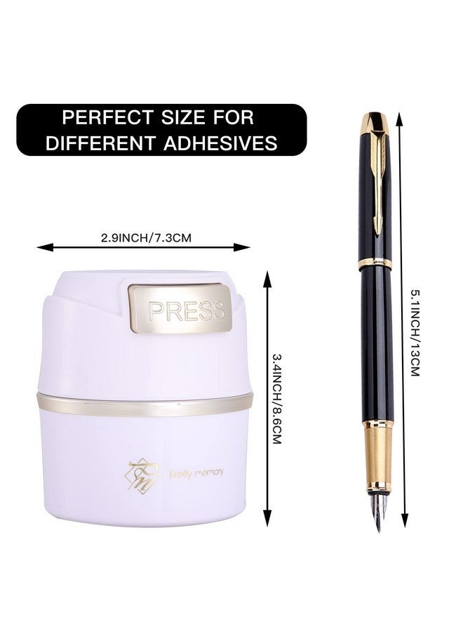 Pretty memory Lash Glue Holder, Glue Storage Container Eyelash Extensions For 3-8 Pcs Of Glue, Adhesive Jar Stand Sealed Lash Artists Tool (White - Gold) - Image 2