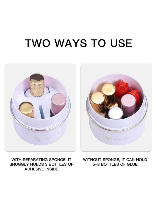 Pretty memory Lash Glue Holder, Glue Storage Container Eyelash Extensions For 3-8 Pcs Of Glue, Adhesive Jar Stand Sealed Lash Artists Tool (White - Gold) - Image 3