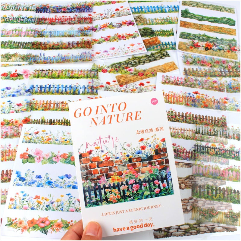 Dwpetzo 20 Sheets Nature Landscape Pre-Cut Journaling Stickers Book For Junk Journaling  Scrapbooking  Collage  Planner  Album  Transparent Pet And Washi Stickers For Adults - Image 1