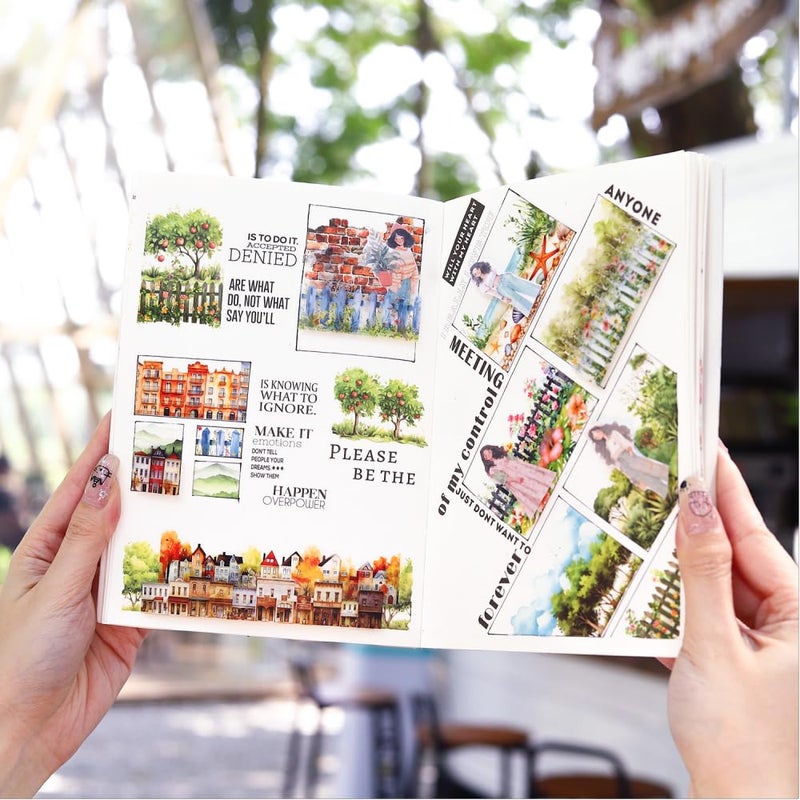 Dwpetzo 20 Sheets Nature Landscape Pre-Cut Journaling Stickers Book For Junk Journaling  Scrapbooking  Collage  Planner  Album  Transparent Pet And Washi Stickers For Adults - Image 5