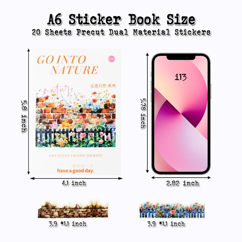 Dwpetzo 20 Sheets Nature Landscape Pre-Cut Journaling Stickers Book For Junk Journaling  Scrapbooking  Collage  Planner  Album  Transparent Pet And Washi Stickers For Adults - Image 2