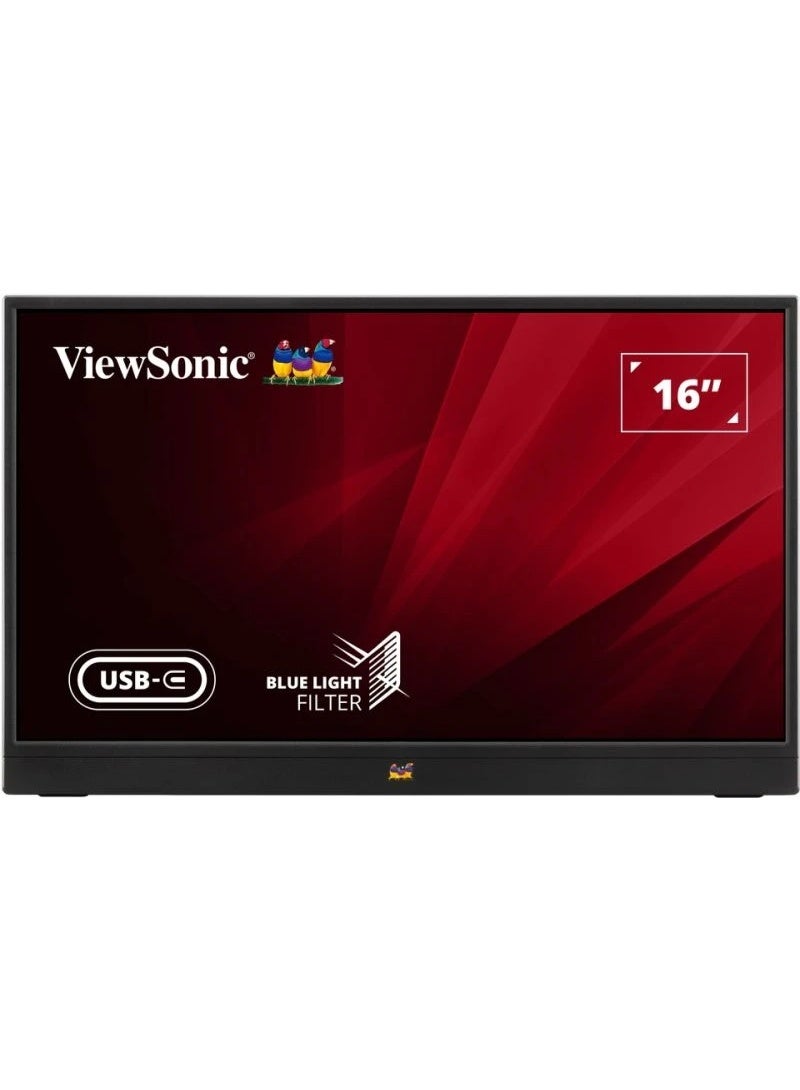 فيوسونيك ViewSonic VA1655-3، 16 بوصة، FHD (دقة عالية كاملة)، 60 هرتز، 7 مللي ثانية، Mini HDMI: USB 3.2 نوع C DisplayPort - Image 4