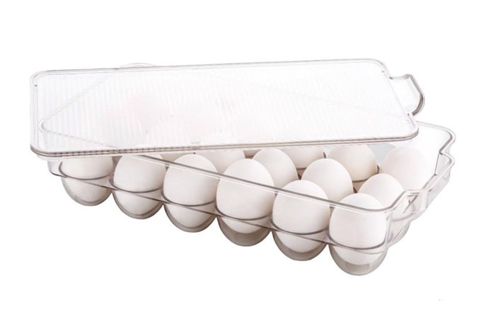 ACRYLIC 18 EGG STORAGE BOX OR TRAYS FOR REFRIGERATOR WITH LID HANDLES RECTANGULAR UNBREAKABLE CLEAR