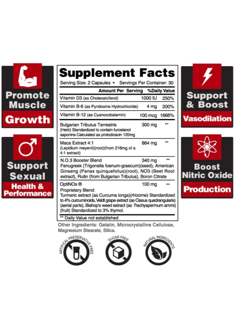 Earth's Creation Tribulus Sports Test Booster Bulgarian Tribulus Terrestris Extract for Strength, Stamina & Vitality  Supports Testosterone Levels & Athletic Performance – 60 Servings – Made in USA - Image 4