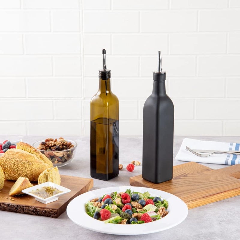Restaurantware زجاجة توزيع زيت الزيتون سعة 169 أونصة من رستوران وير RW 1 زجاجة توزيع زيت المطبخ مع صنبور من الفولاذ المقاوم للصدأ غير متسرب زجاج أسود لتوزيع زيت الزيتون للطهي أو تتبيلات السلطة - Image 4