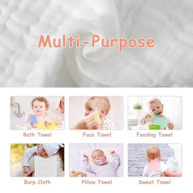 AIDEA Burp Cloths and Washcloths for Baby, Absorbent Cotton Muslin Baby Towels, Large Soft Breathable Newborn Essentials for Boys and Girls, Newborn Essentials, 10 Pack, 20"x10" - Image 3