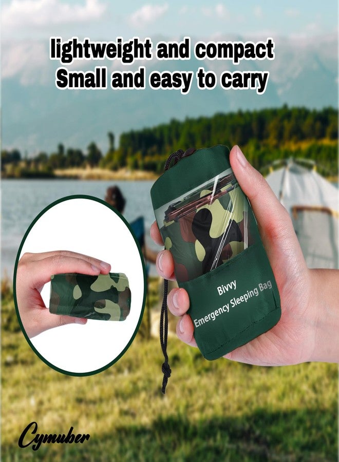 Cymuber Emergency Sleeping Bag Survival Bag,Cymuber 2 Pack Portable Waterproof Thermal Bivy Sacks Tac Bivvy Bags,78"x 47" Camping Mylar Sleeping Bag Survival Gear Emergency Blankets Survival Shelter - Image 2