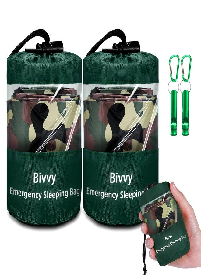 Cymuber Emergency Sleeping Bag Survival Bag,Cymuber 2 Pack Portable Waterproof Thermal Bivy Sacks Tac Bivvy Bags,78"x 47" Camping Mylar Sleeping Bag Survival Gear Emergency Blankets Survival Shelter - Image 1