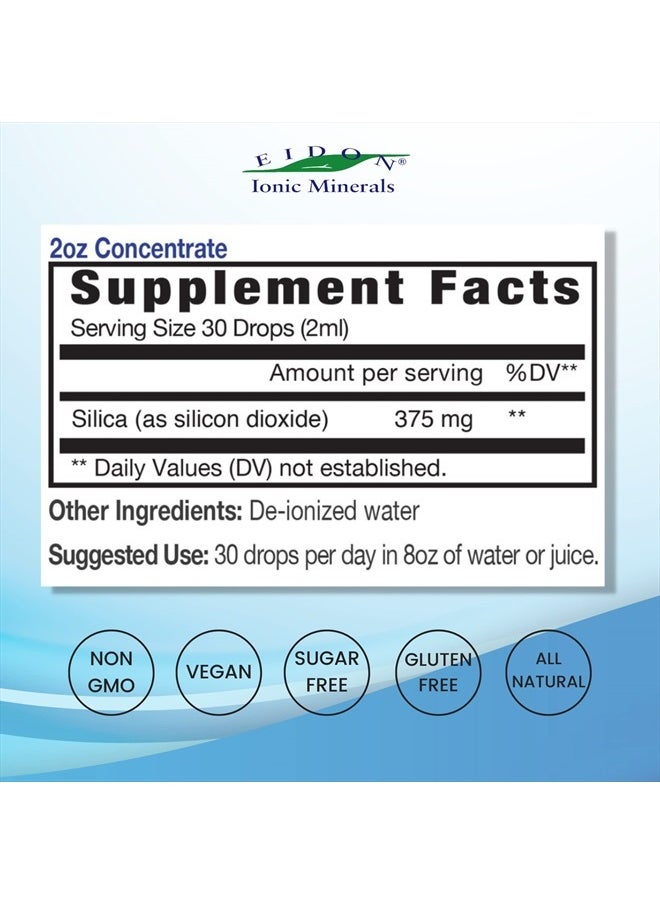 Eidon Ionic Minerals - Eidon Liquid Silica Mineral Concentrate - Silica Supplement for Hair, Skin and Nails, Silica Drops to Support Collagen Production, Joint and Bone Health, Helps Manage Calcium, No Added Sugar - 2 oz - Image 1