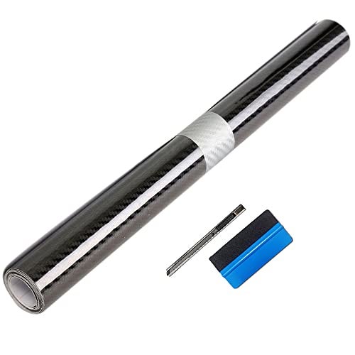 LZLRUN لفائف فينيل من ألياف الكربون LZLRUN 5D - مصنفة للاستخدام الخارجي للسيارات - 1 قدم × 5 أقدام تشمل مكشطة ومطبق أسود من الفelt - Image 1