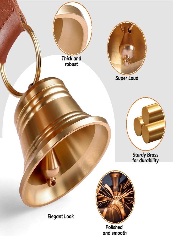 FOLKSMATE Leather Dog Door Bells for Potty Training, Big Brass Puppy Dog Door Bells Extra Loud for Dogs Training, Housebreaking, Door Knob, Dog Bell to Ring to Go Outside Puppy Pet Supplies Leather - Image 5