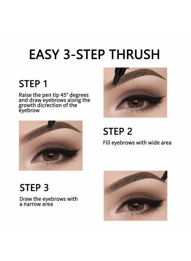 QUEMISS Eyebrow Pen Microblading 4 Fork Tip Eyebrow Pencil Creates Lasting MakeUp Professional Natural Brow Pen Cover Sparse Areas Daily Waterproof 3D Brow Pencil (04#Gray Brown) - Image 5