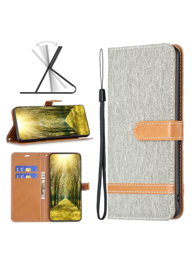 The Bros Case For Xiaomi Redmi A1 / A1+ Color Block Denim Texture Leather Phone Case