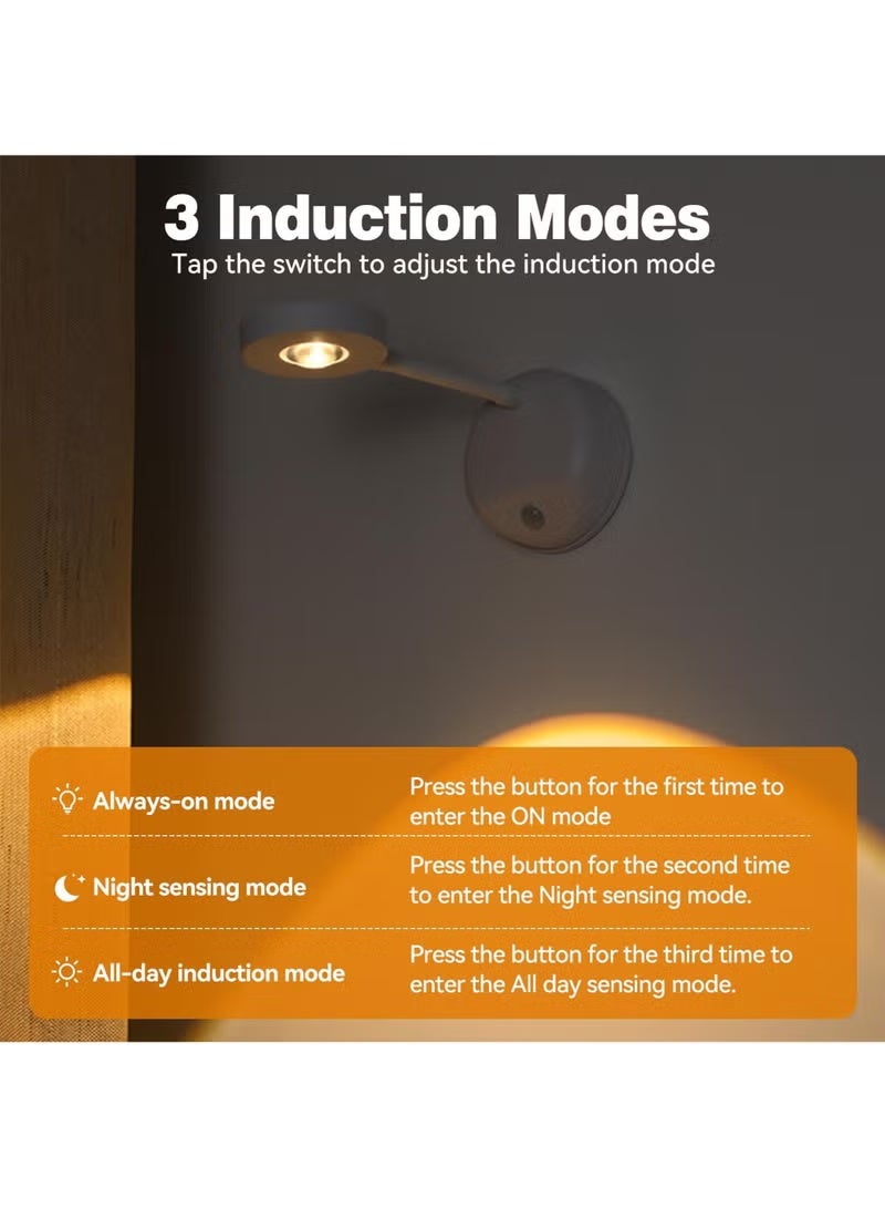 LED Motion Sensor Night Light,Rechargeable Wall Sconce,Picture Light,Dimmable 3 Color Temperature,360°Rotation Wireless Spotlight for Wall Stair Kids Room Hallway Bedroom Cabinet Closet - Image 4