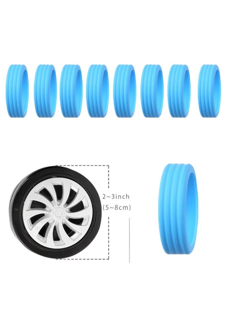 PYC 8PCS Luggage Wheel Covers Carry on Luggage Suitcase Wheels Protector Luggage Caster Cover for Most 8 Spinner Wheels Luggage Sets,Silicone Case for Suitcases Wheel Luggage Accessories(Blue） - Image 2