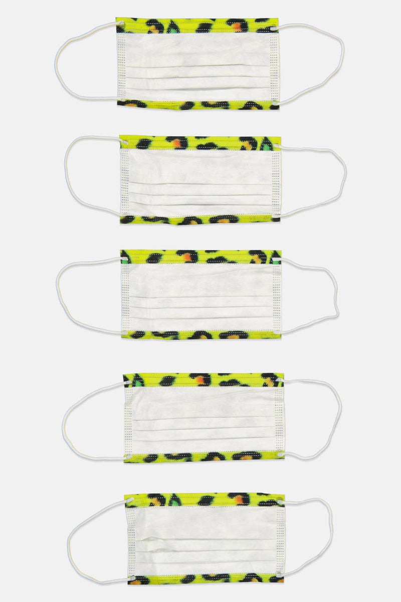 Medipop 5 Pieces Leopard Print 3 Ply Disposable Non Medical Face Mask, Multicolor - Image 2