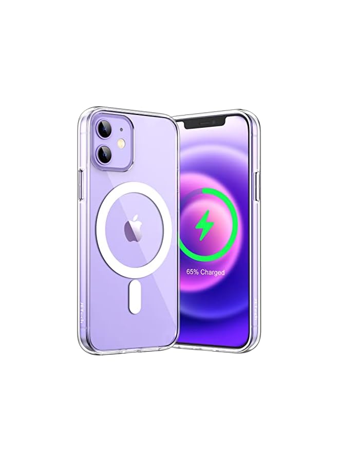 جي تيك حافظة JETech المغناطيسية لهاتف iPhone 12/12 Pro مقاس 6.1 بوصة متوافقة مع الشحن اللاسلكي MagSafe، وغطاء ممتص للصدمات للهاتف، وظهر شفاف مضاد للخدش (شفاف) - Image 1