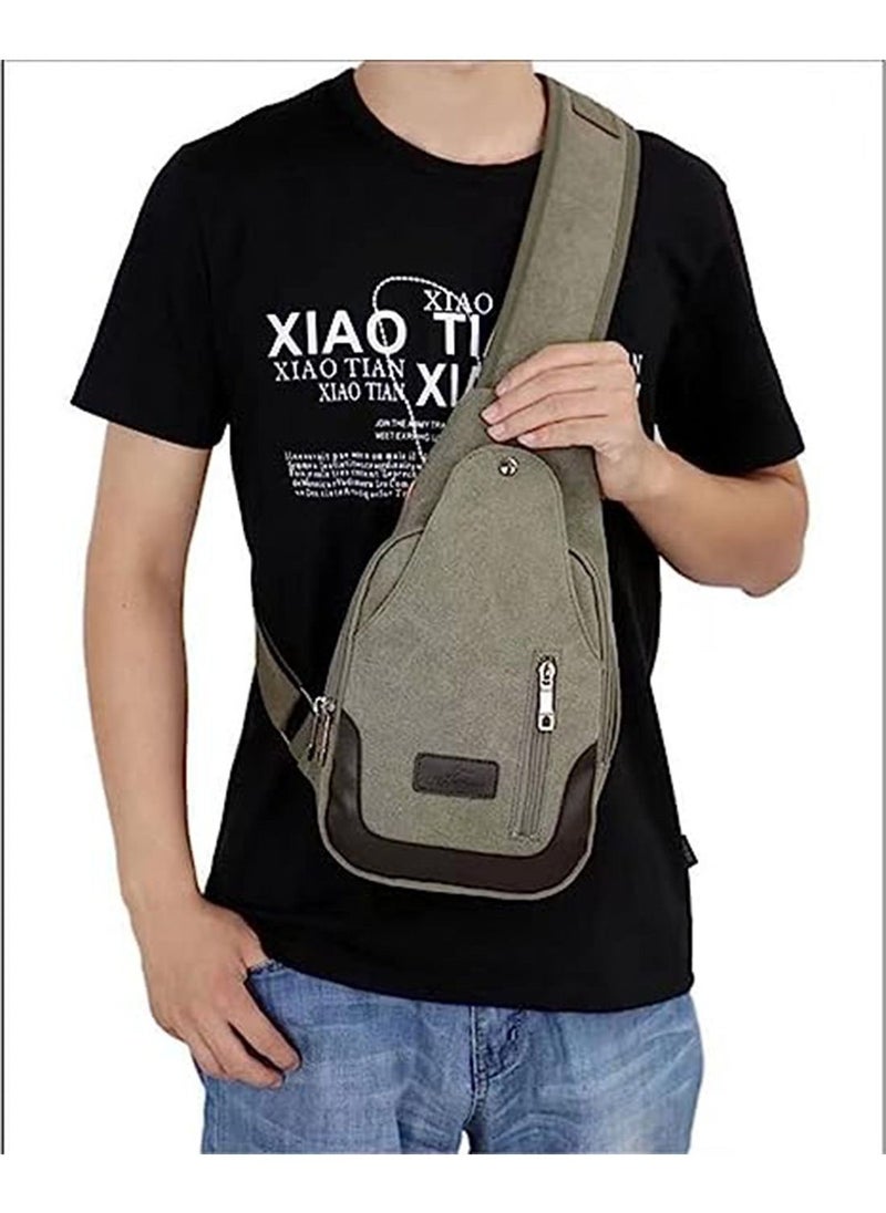 ULHYC - Canvas Chest Bag For Men, Leisure Cycling Mountain Climbing Sports Shoulder Diagonal Backpack - Image 1