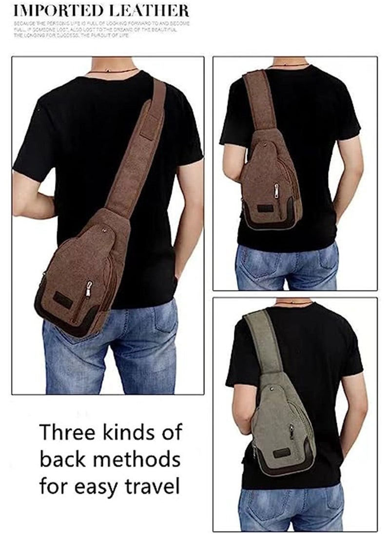 ULHYC - Canvas Chest Bag For Men, Leisure Cycling Mountain Climbing Sports Shoulder Diagonal Backpack - Image 1