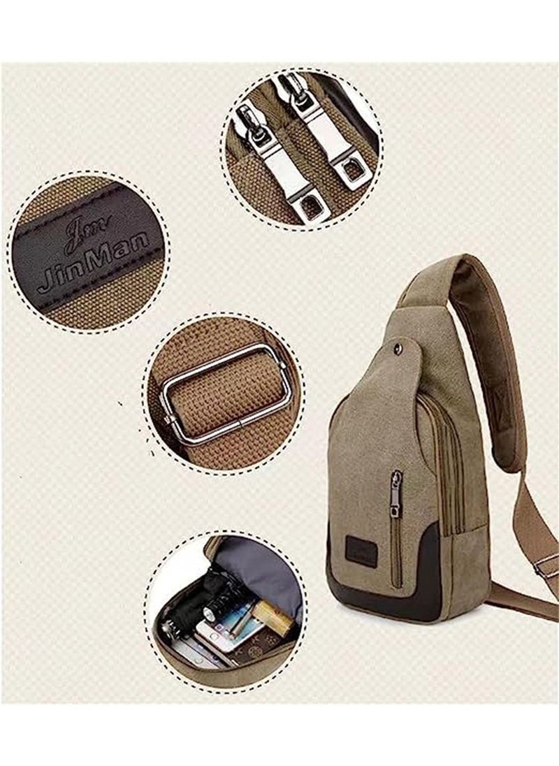 ULHYC - Canvas Chest Bag For Men, Leisure Cycling Mountain Climbing Sports Shoulder Diagonal Backpack - Image 1