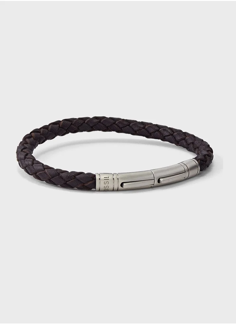 FOSSIL Jf04089040 Braided  Leather Bracelet